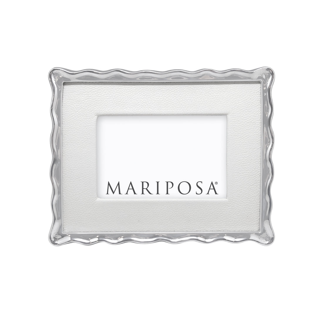 White Leather with Wavy Border 4x6 Frame- | Mariposa
