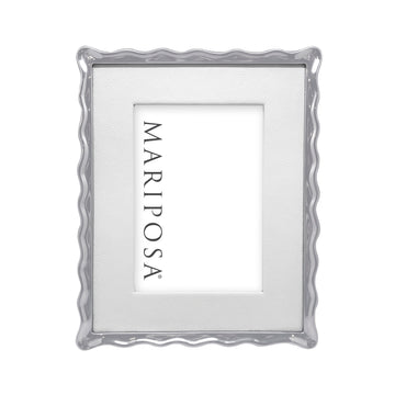 White Leather with Wavy Border 5x7 Frame- | Mariposa