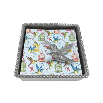 Hummingbird Beaded Napkin Box-Napkin Box & Weight Set | Mariposa