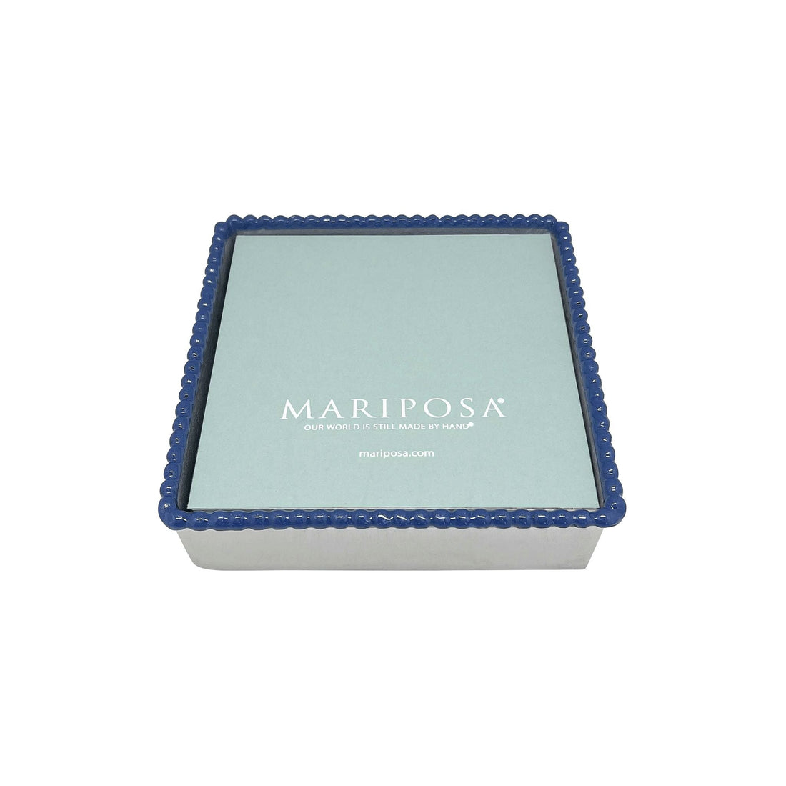 Beaded Blue Napkin Box with Insert- | Mariposa