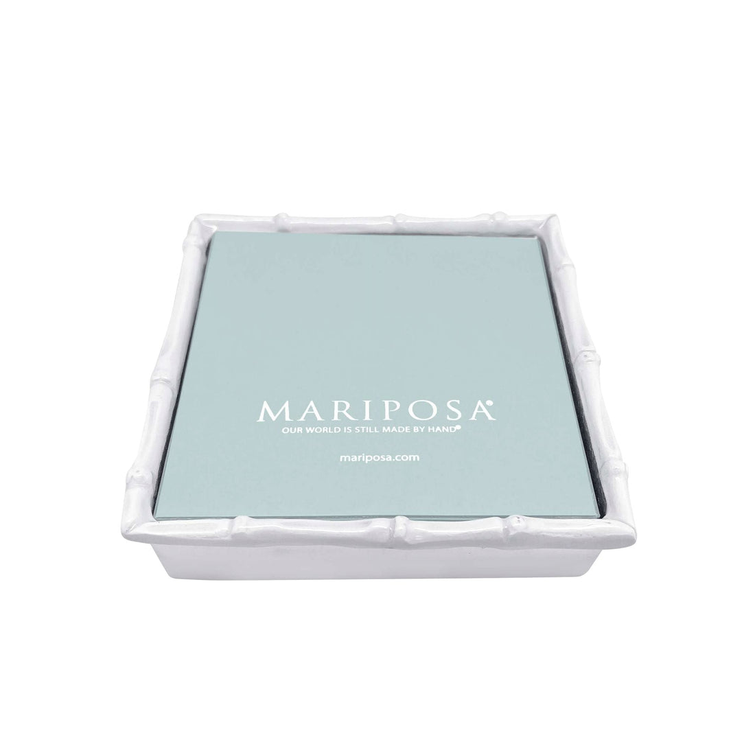 Bamboo White Napkin Box with Insert- | Mariposa