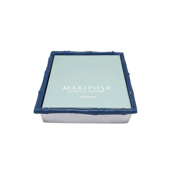 Bamboo Blue Napkin Box with Insert- | Mariposa