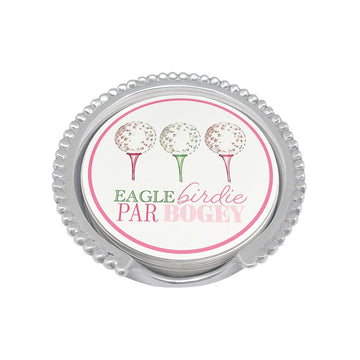 Ladies' Eagle, Birdie, Par, Bogey Golf Beaded Coaster Set
