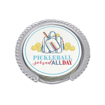 Pickleball Served All Day Beaded Coaster Set