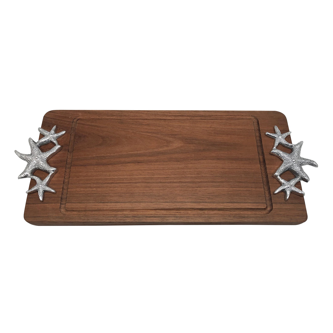 Starfish Handled Dark Wood Tray- | Mariposa