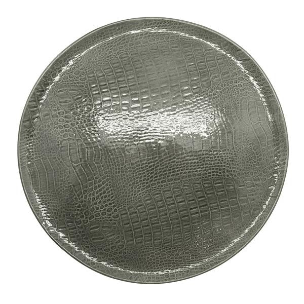 Gray Crocodile Ceramic Round Platter | Mariposa