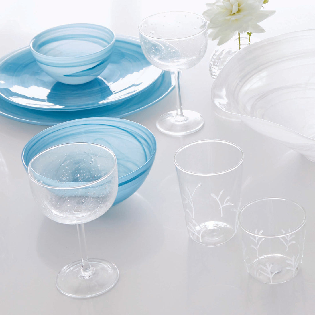 Alabaster Aqua Dinner Plate (Set of 4)-Plates | Mariposa