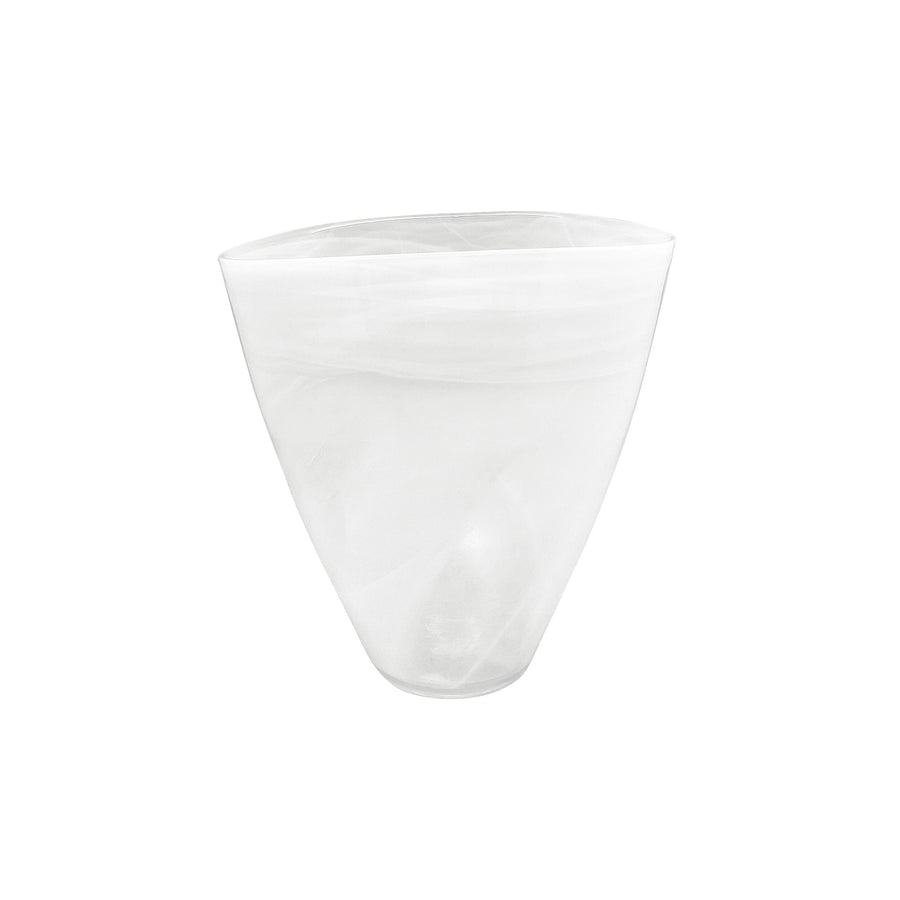 Grand vase ovale blanc albâtre