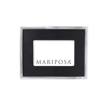 Black Leather with Metal Border 4x6 Frame-Decorative Photo Frames | Mariposa