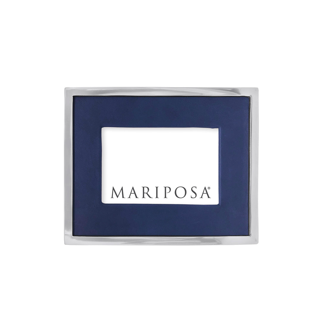 Blue Leather with Metal Border 4x6 Frame-Decorative Photo Frames | Mariposa