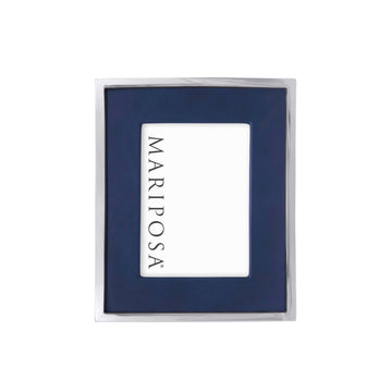 Blue Leather with Metal Border 5x7 Frame-Decorative Photo Frames | Mariposa