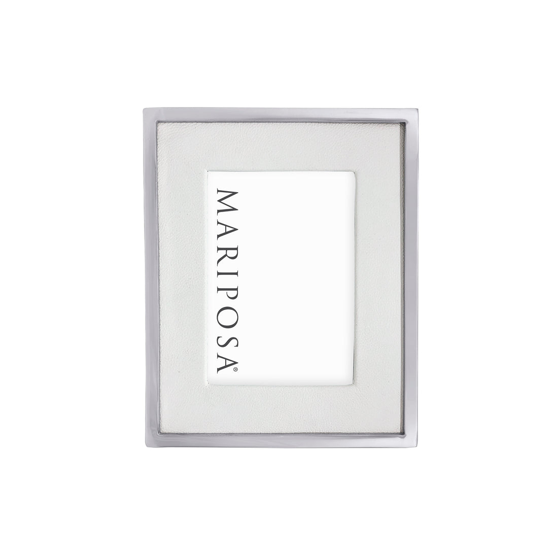 White Leather with Metal Border 5x7 Frame-Decorative Photo Frames | Mariposa