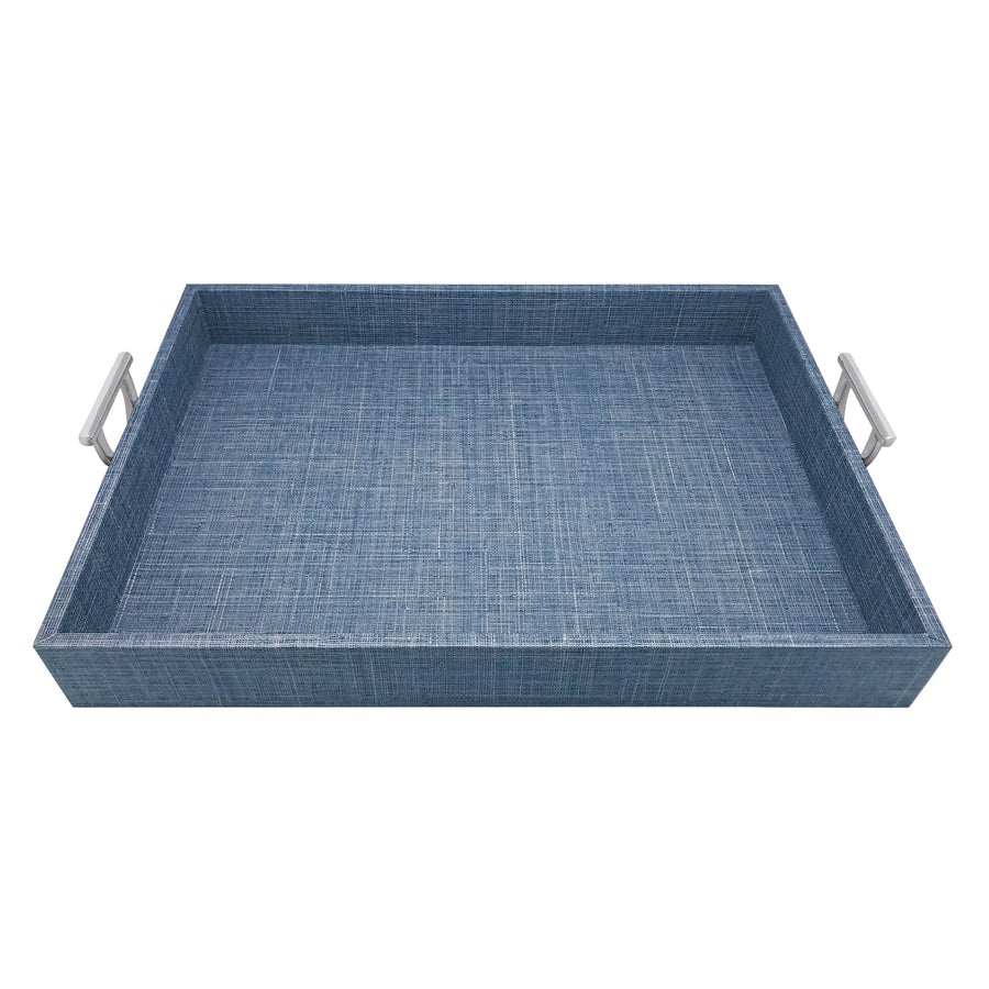 Heather Blue Tray with Metal Handles- | Mariposa