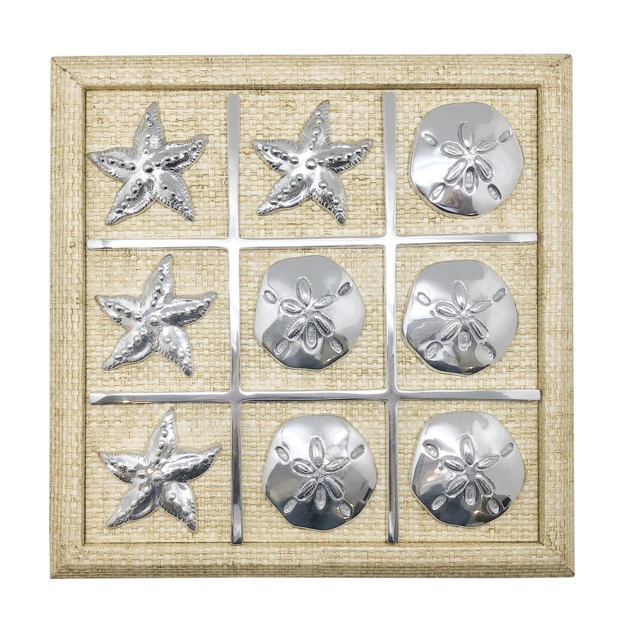 Starfish & Sand Dollar Sand Faux Grass Cloth Tic Tac Toe Set-Games | Mariposa