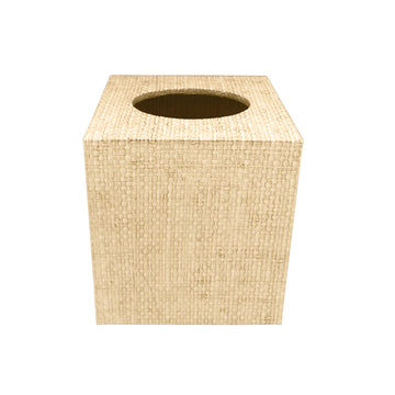 Sand Faux Grasscloth Cube Tissue Box- | Mariposa