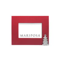 Red Linen with Dotty Christmas Tree 4x6 Frame-Photo Frames | Mariposa