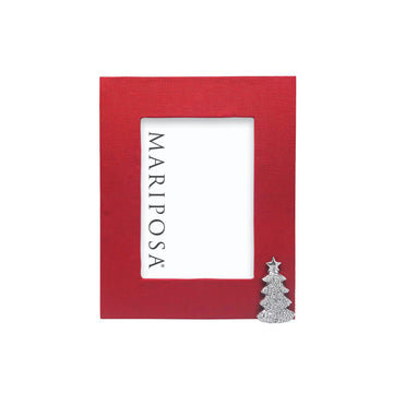 Red Linen with Dotty Christmas Tree 5x7 Frame-Photo Frames | Mariposa