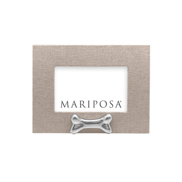 Natural Linen with Dog Bone 4x6 Frame Horizontal- | Mariposa