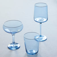 Fine Line Light Blue with White Rim Double Old-Fashioned Glass Set of 4