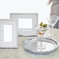 White Leather with Metal Border 5x7 Frame-Decorative Photo Frames | Mariposa