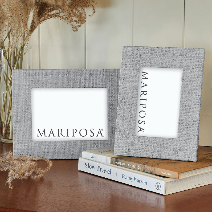 Pale Gray Faux Grasscloth 4x6 Frame-Decorative Photo Frames | Mariposa