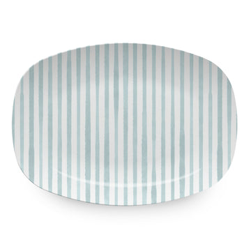 Teal Simple Stripes Platter- | Mariposa