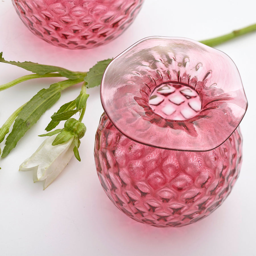 Mariposa Handblown Pink Pineapple Bud Vases